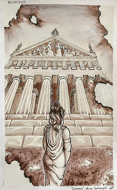 Greece, watercolor on paper